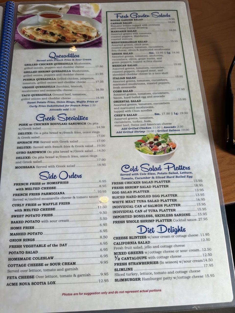Printed breakfast menu with egg dishes.